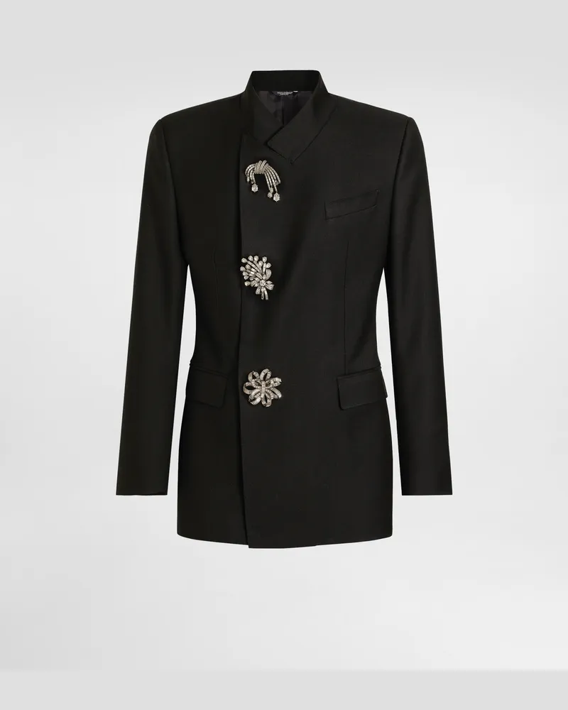 Dolce & Gabbana Double-breasted Jacket Inwool Gabardine - Mann Anzüge Und Blazer Schwarz Wolle Black