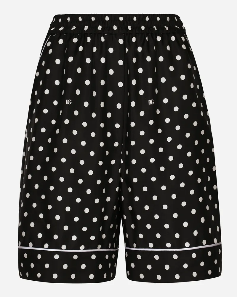 Dolce & Gabbana Bermudas Im Pyjama-stil Aus Seide Punkteprint - Frau Hosen Und Shorts Drucken Drucken