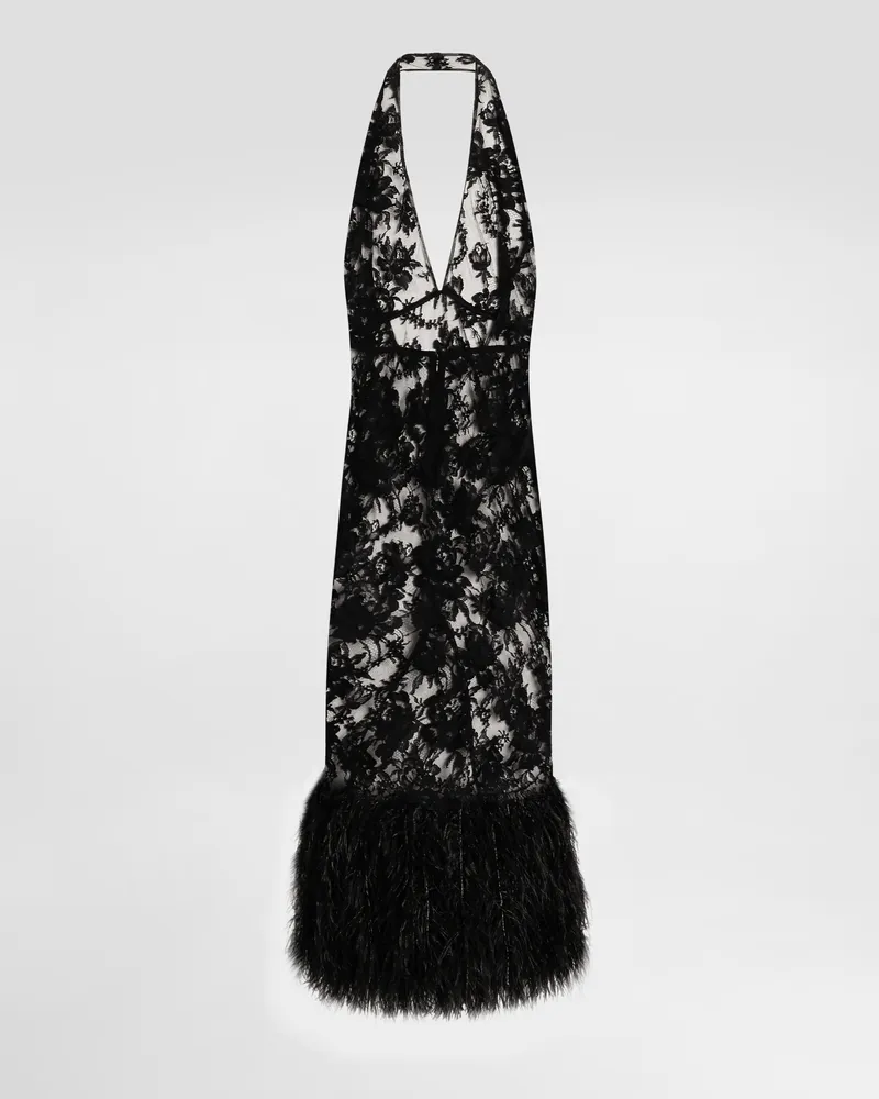 Dolce & Gabbana Chantilly Lace Dress - Frau Kleider Schwarz Spitze Black