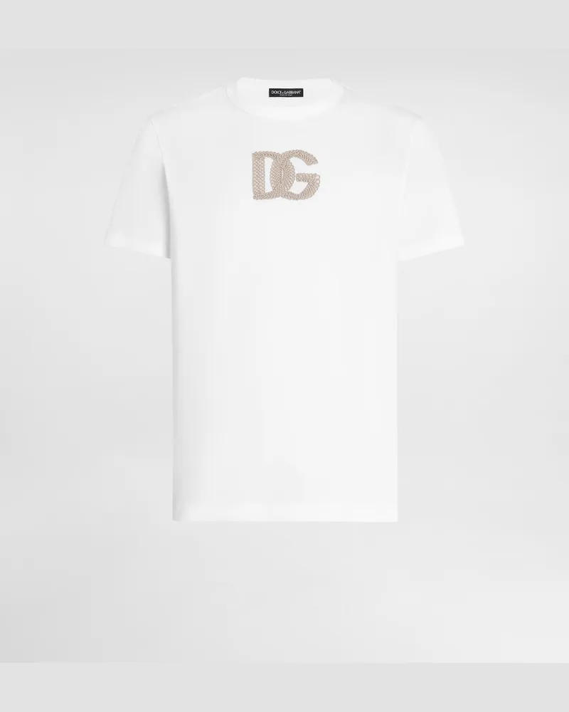 Dolce & Gabbana T-shirt Aus Baumwolle Mit Patch - Mann T-shirts Und Polos Wei White