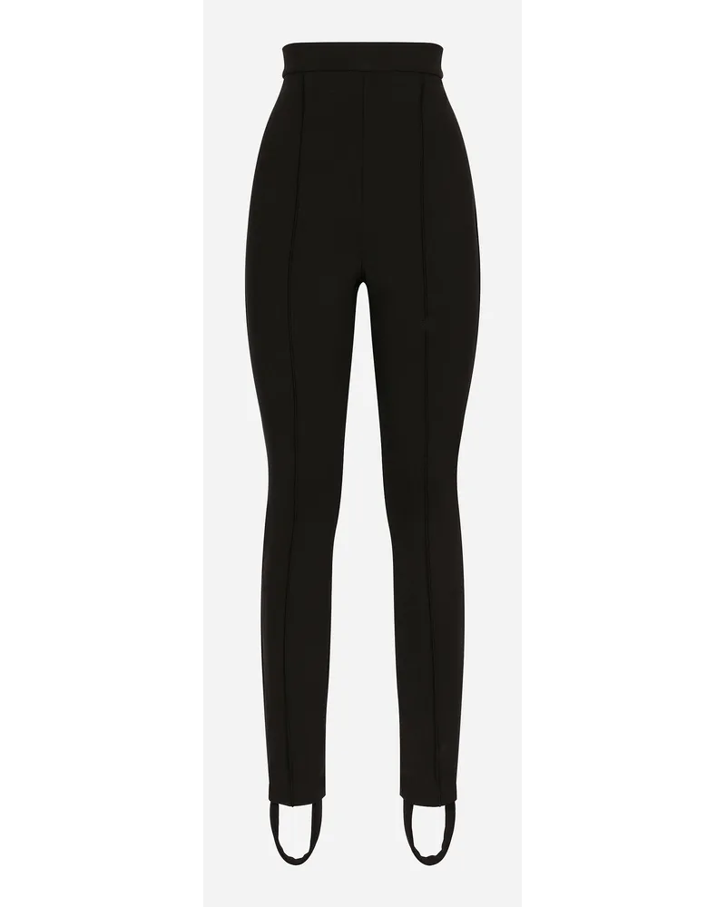 Dolce & Gabbana Jersey-Leggings aus Milano Ripp mit Steg Schwarz