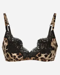 Dolce & Gabbana Soft-Cup-BH aus Satin Leoprint mit Spitze Animal-print