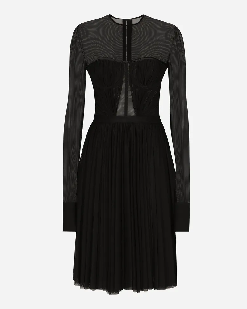 Dolce & Gabbana Kleid Aus Leichtem Tüll Mit Bustier-details - Frau Kleider Schwarz Schwarz