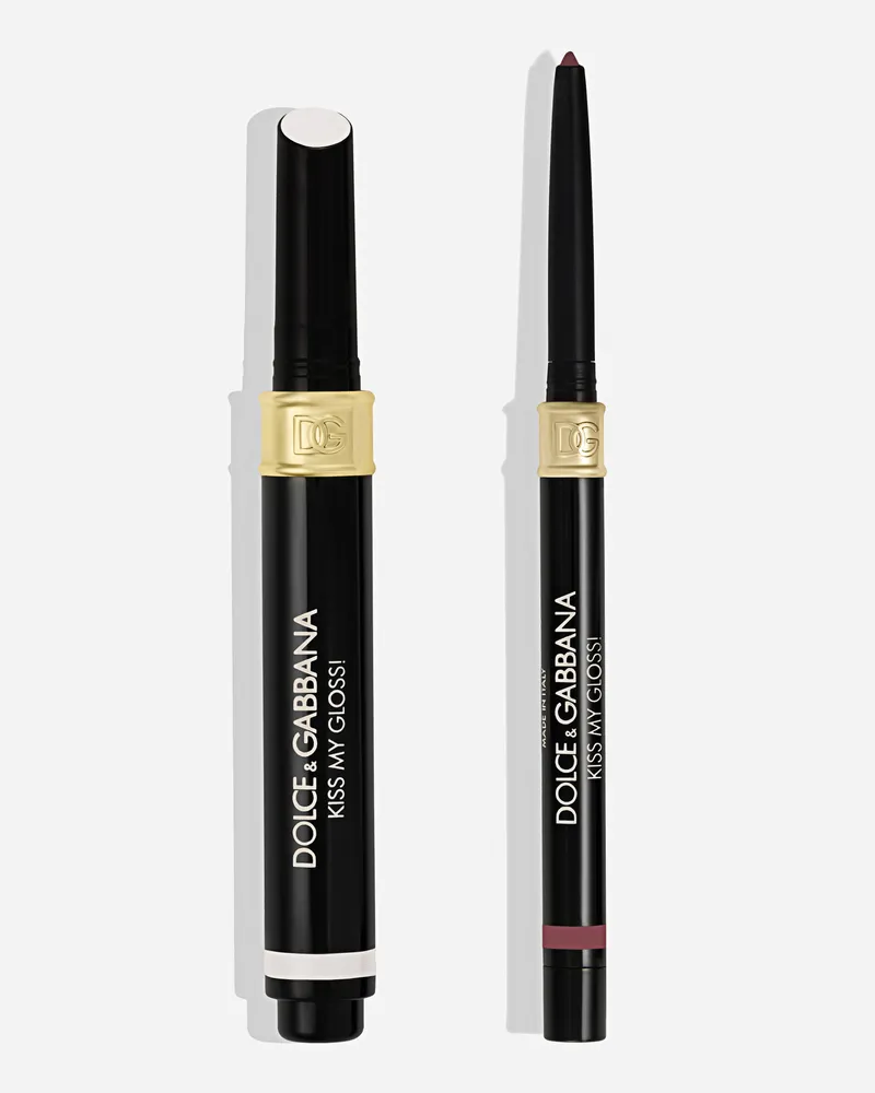 Dolce & Gabbana Kiss My Gloss! - Woman Lippenstift-set 04 Gossip – Bordeauxfarbener Konturenstift Und Duo-chrome-lipgloss In Gold/rosa 04