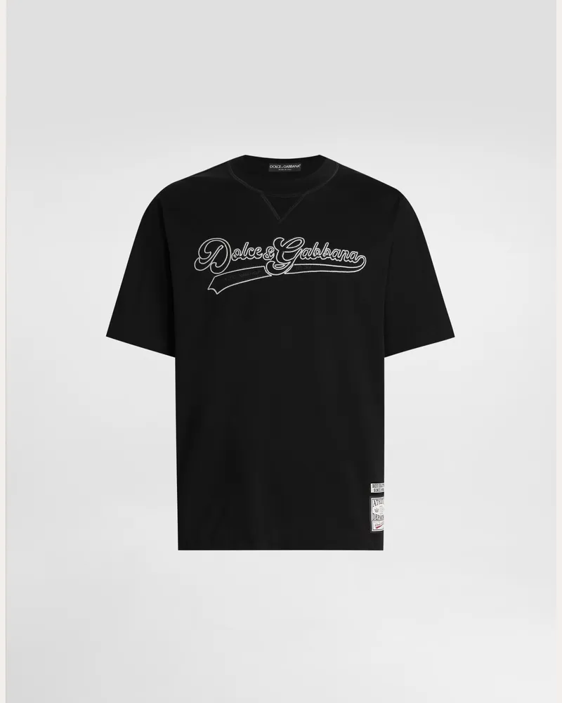 Dolce & Gabbana Cotton T-shirt With Embroidery - Mann Collection Schwarz Black