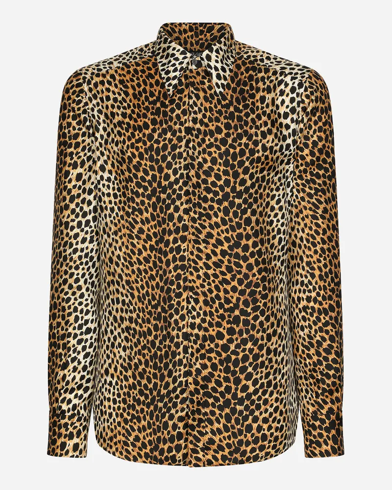 Dolce & Gabbana Hemd Martini Seidentwill Ozelot-print - Mann Hemden Mehrfarbig Mehrfarbig