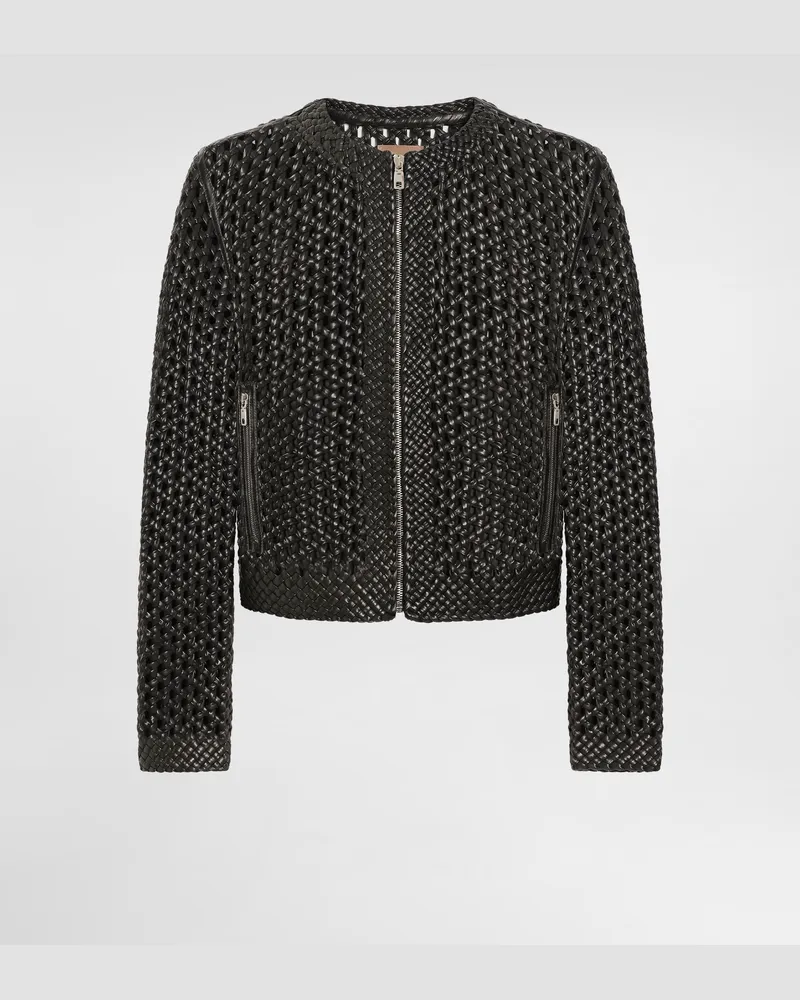 Dolce & Gabbana Jacke Aus Geflochtenem Nappaleder - Mann Mäntel Und Jacken Schwarz Schwarz