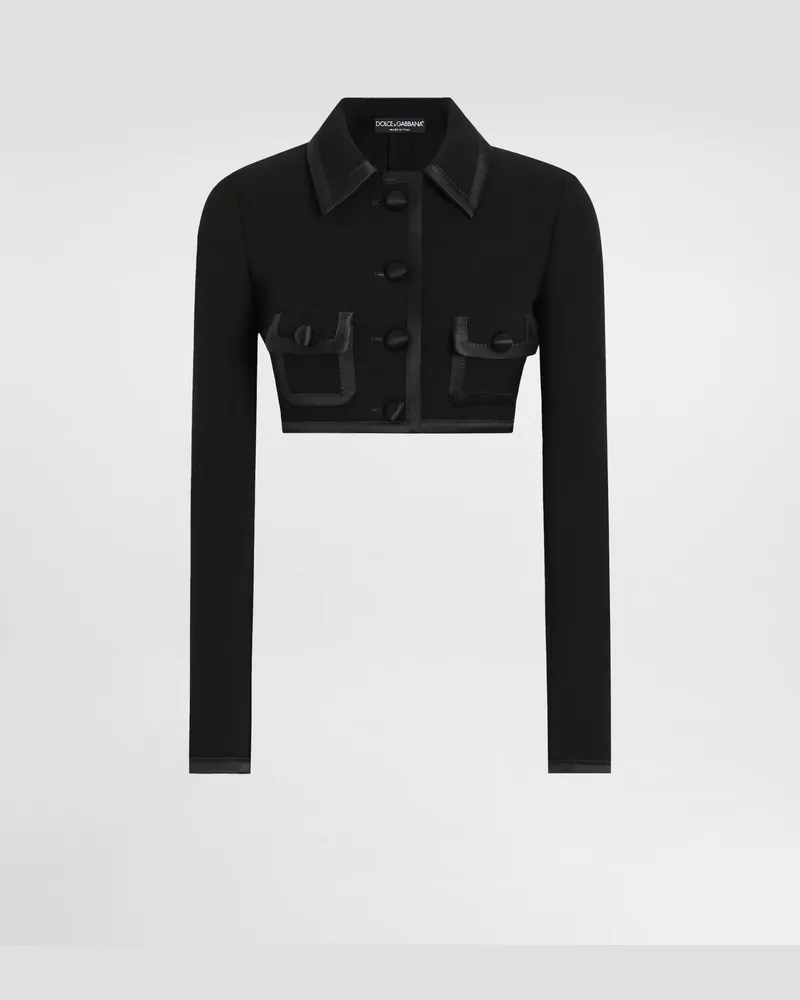 Dolce & Gabbana Kurzjacke Aus Wollkrepp - Frau Mäntel Und Jacken Schwarz Schwarz