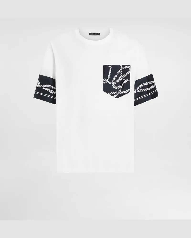 Dolce & Gabbana T-shirt Aus Baumwolle Mit Maritimem Print - Mann T-shirts Und Polos Mehrfarbig Mehrfarbig