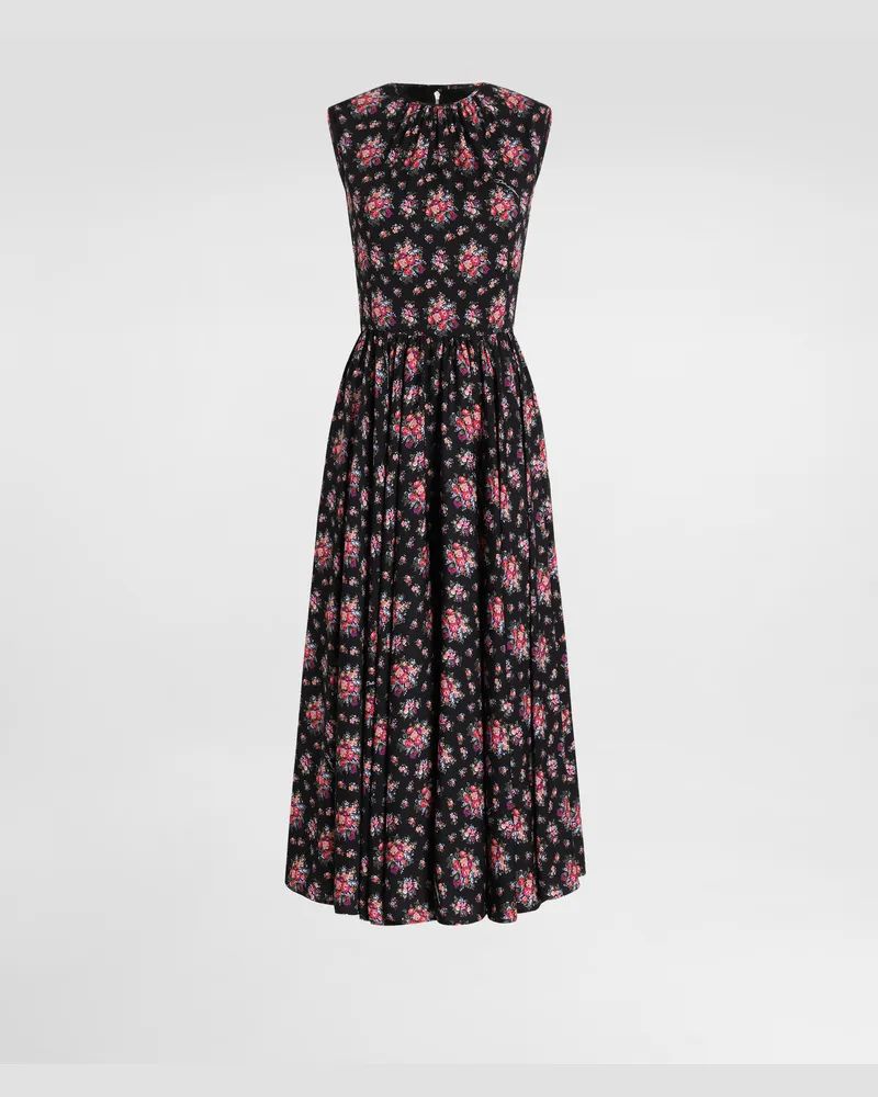 Dolce & Gabbana Kleid Aus Charmeuse Mit Einem Print Mit Kleinen Blumensträußen - Frau Kleider Mehrfarbig Mehrfarbig