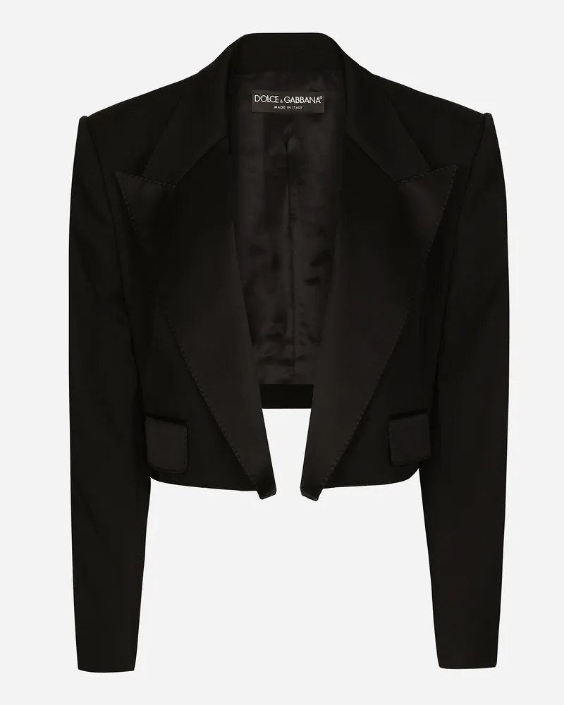 Dolce & Gabbana Spenzer Im Smokingstil Aus Wollgabardine - Frau Blazer Schwarz Black