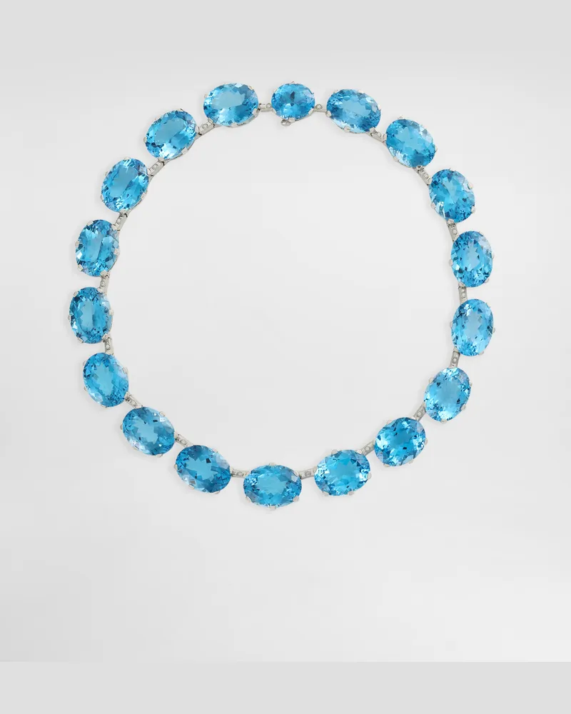 Dolce & Gabbana Anna Necklace In 18-carat White Gold With Topazes And Diamonds - Frau Collection Wei White