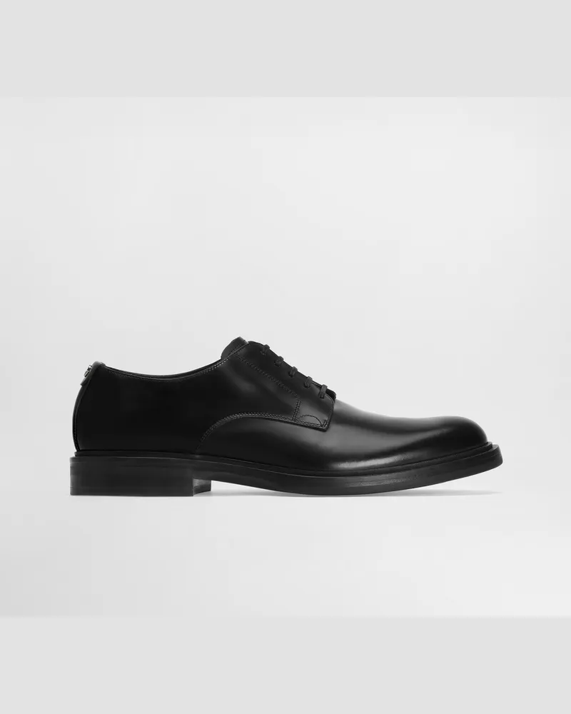 Dolce & Gabbana Derby Aus Gebürstetem Kalbsleder - Mann Schnürschuhe Schwarz Leder Schwarz