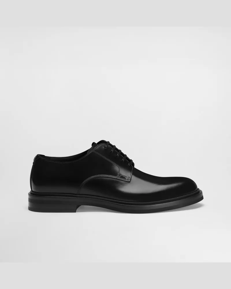 Dolce & Gabbana Derby Aus Gebürstetem Kalbsleder - Mann Schnürschuhe Schwarz Leder Schwarz