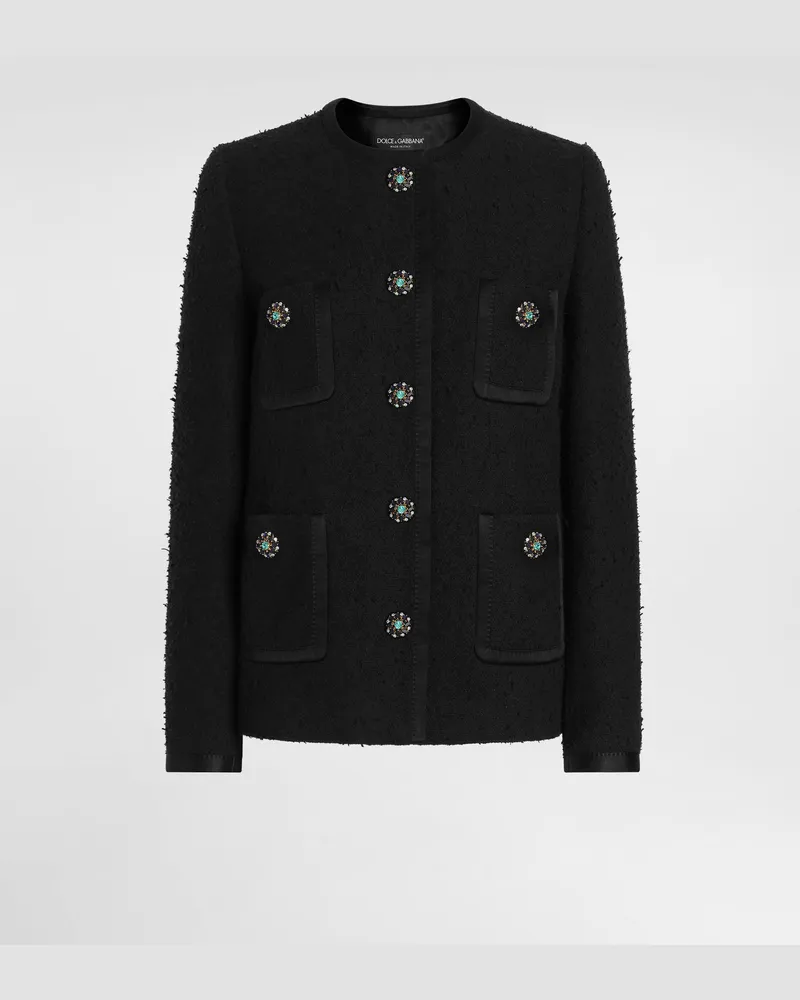 Dolce & Gabbana Jacke Aus Raschel-flechtgewebe - Frau Blazer Schwarz Schwarz