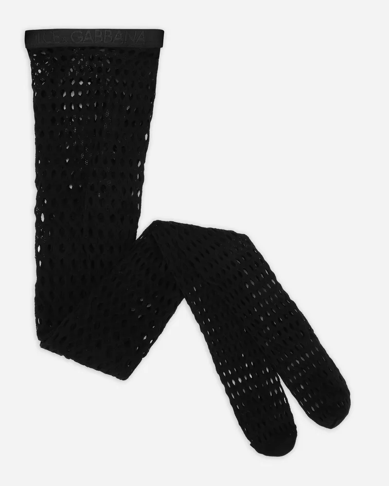 Dolce & Gabbana Netzstrumpfhose Mit Logo-gummiband - Frau Socken Schwarz Black