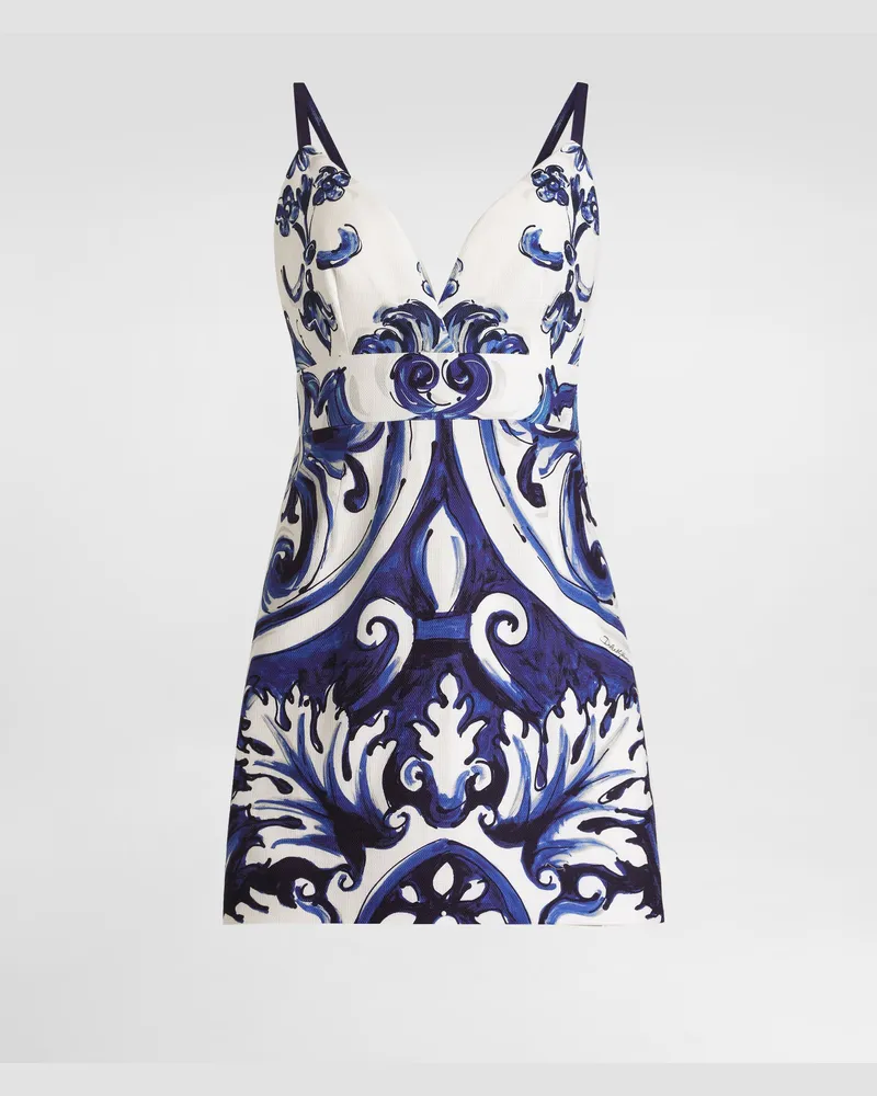 Dolce & Gabbana DG EXCLUSIVE  Baumwollkleid Mit Majolika-print - Frau Kleider Drucken Drucken