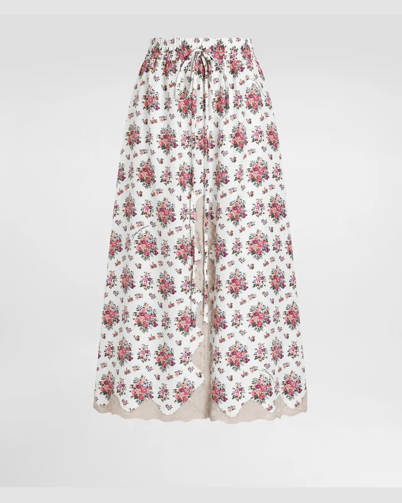 Dolce & Gabbana Small Flower Bouquets-print Midi Skirt - Frau Röcke Mehrfarbig Mehrfarbig