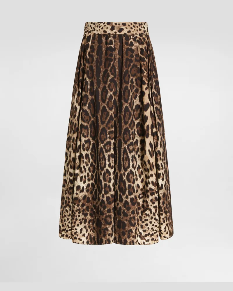 Dolce & Gabbana Rock Aus Popeline Mit Leo-print - Frau Röcke Animalprint Print