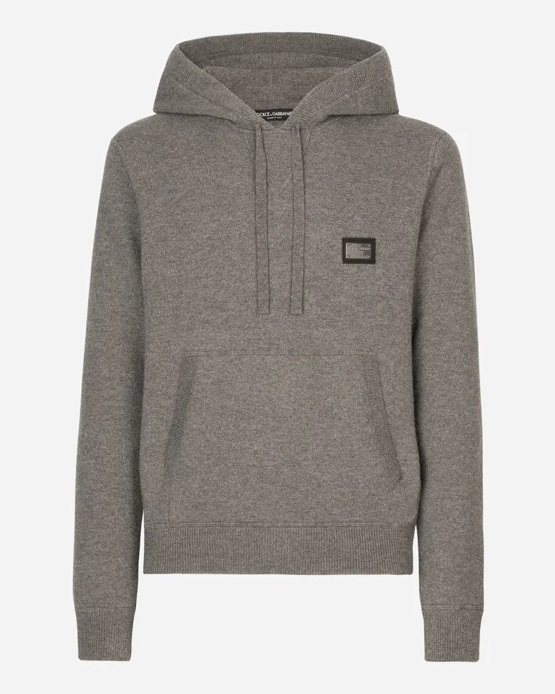 Dolce & Gabbana Pullover Mit Kapuze Aus Wolle Und Kaschmir - Mann Strickwaren Grau Wolle Grau