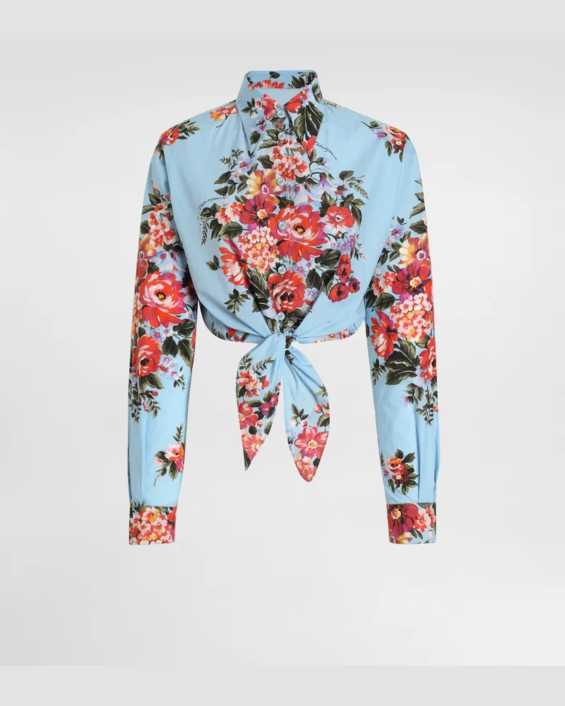 Dolce & Gabbana Flower Bouquet-print Cotton Shirt - Frau Blusen Und Tops Multicolor Multicolor