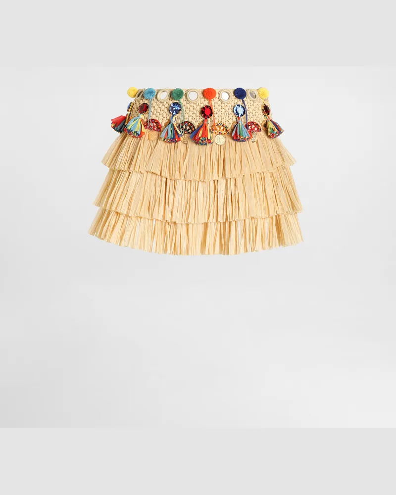 Dolce & Gabbana Minirock Aus Raffia Mit Applikationen - Frau Röcke Yellow Yellow