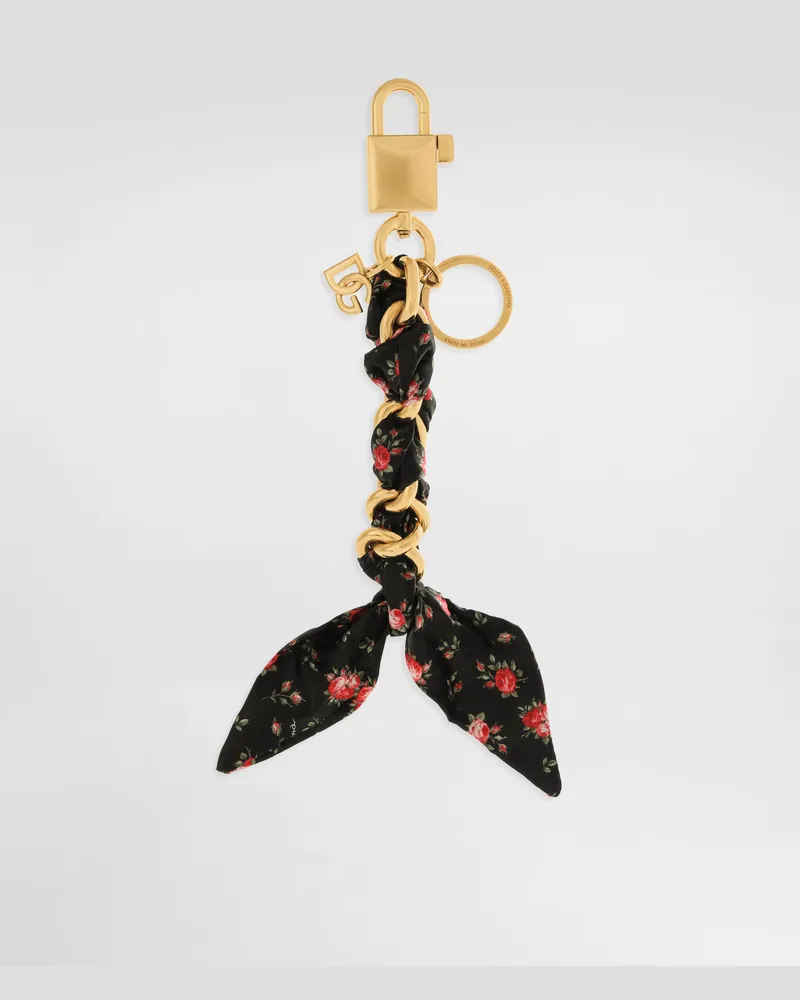 Dolce & Gabbana Schlüsselanhänger Aus Bedrucktem Satin - Frau Collection Mehrfarbig Mehrfarbig