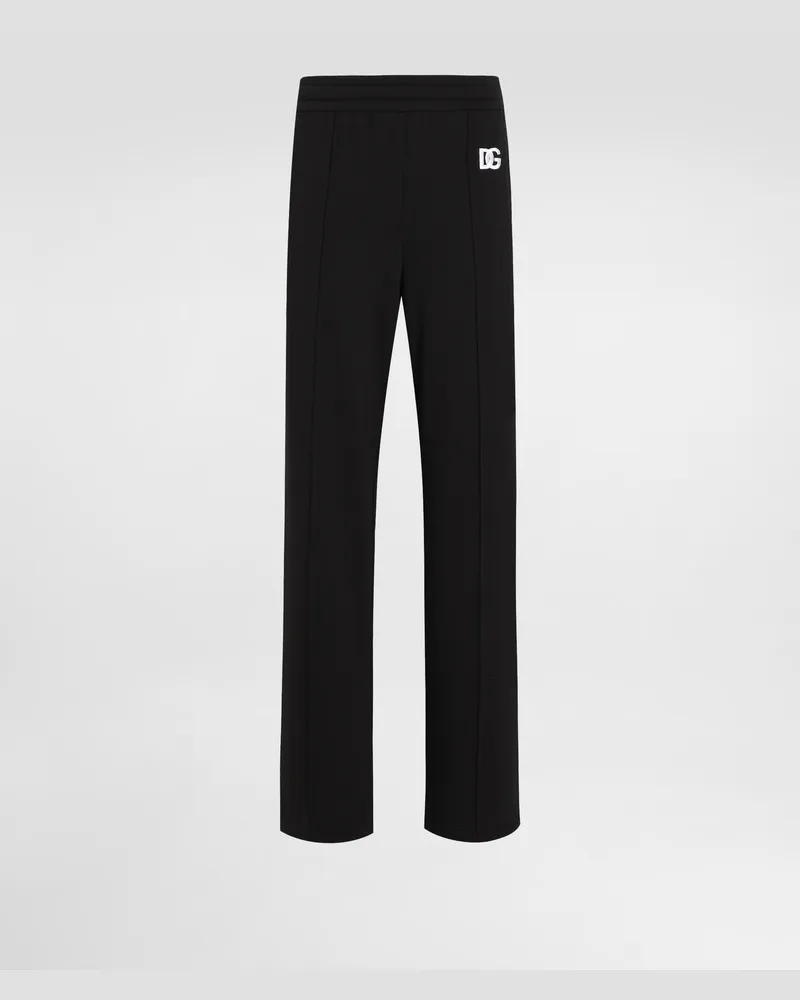 Dolce & Gabbana Ausgestellte Jogginghose Aus Jersey Mit Dg-logostickerei - Frau Hosen Und Shorts Schwarz Schwarz