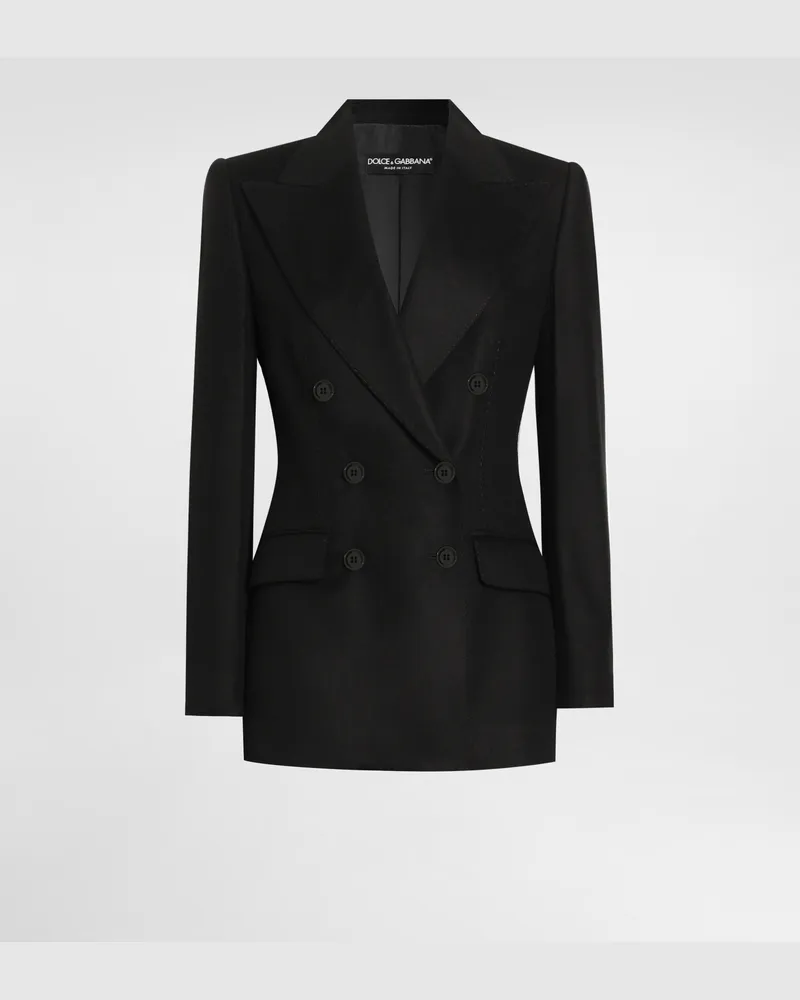 Dolce & Gabbana Zweireihige Jacke Aus Seide Und Kaschmir - Frau Blazer Schwarz Schwarz