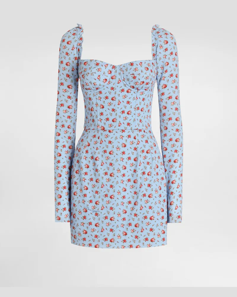 Dolce & Gabbana Small Rose-print Short Charmeuse Dress - Frau Kleider Multicolor Multicolor