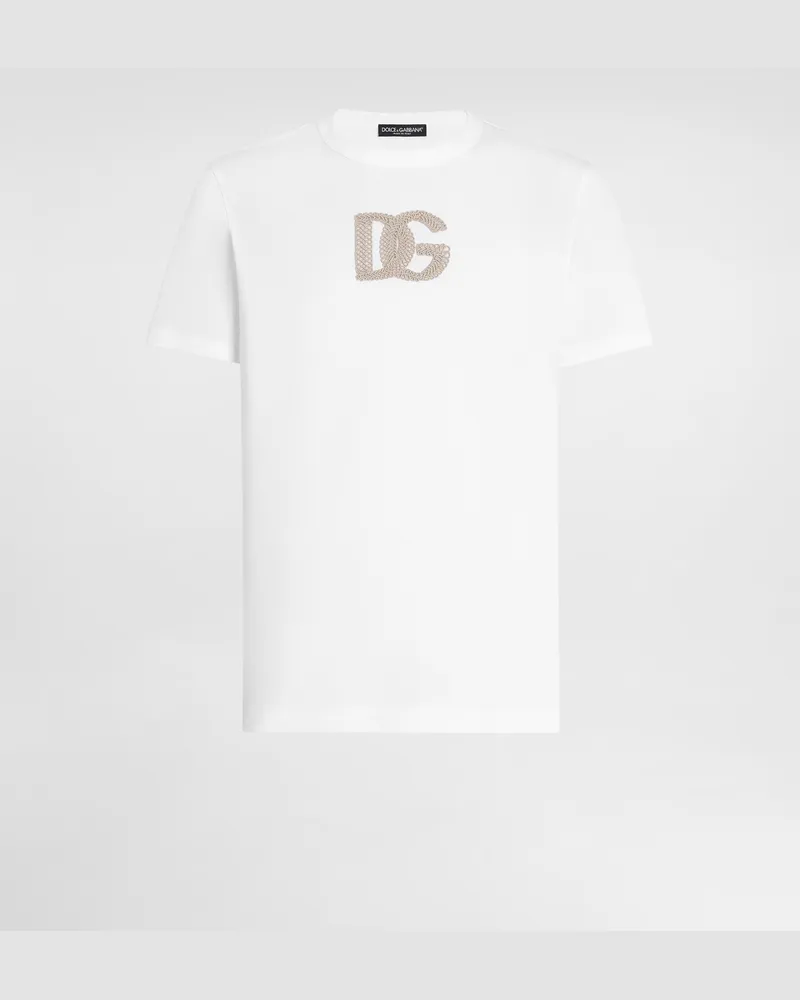 Dolce & Gabbana T-shirt Aus Baumwolle Mit Patch - Mann T-shirts Und Polos Wei Weiss