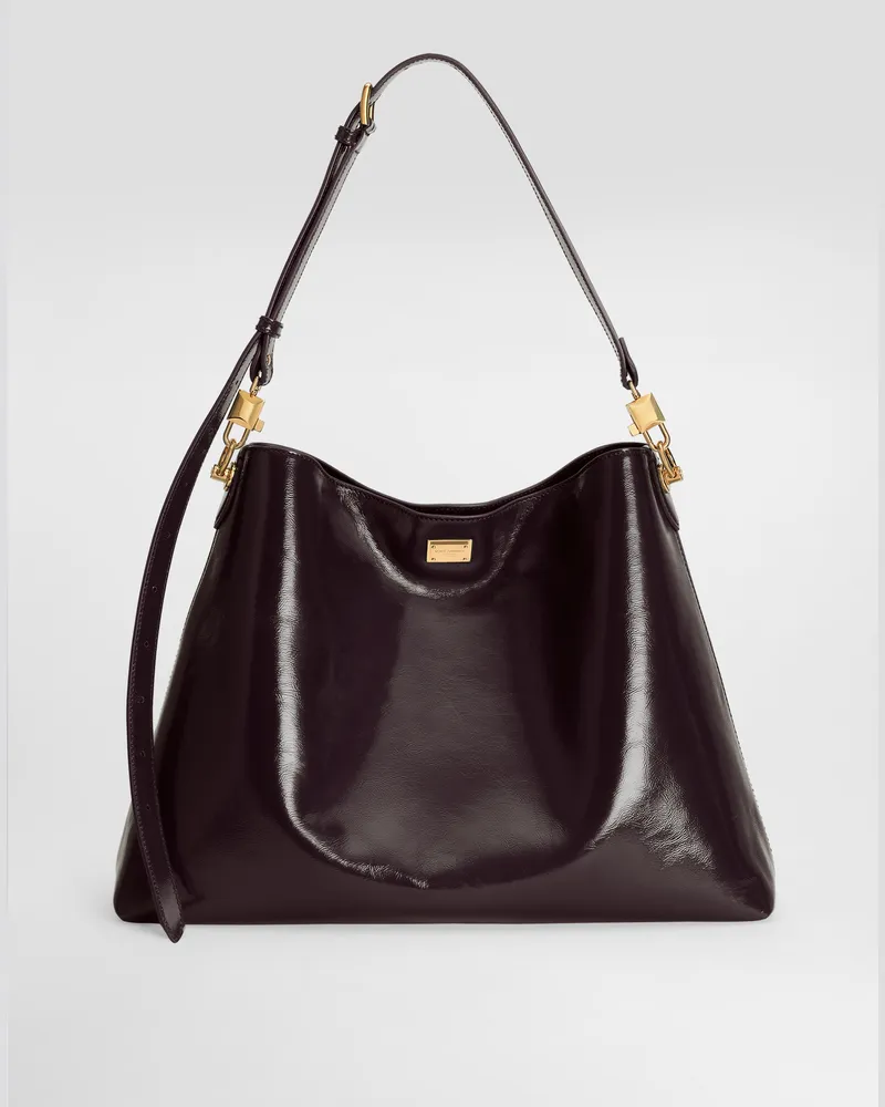 Dolce & Gabbana Large Vittoria Calfskin Shoulder Bag - Frau Collection Violett Burgunderrot