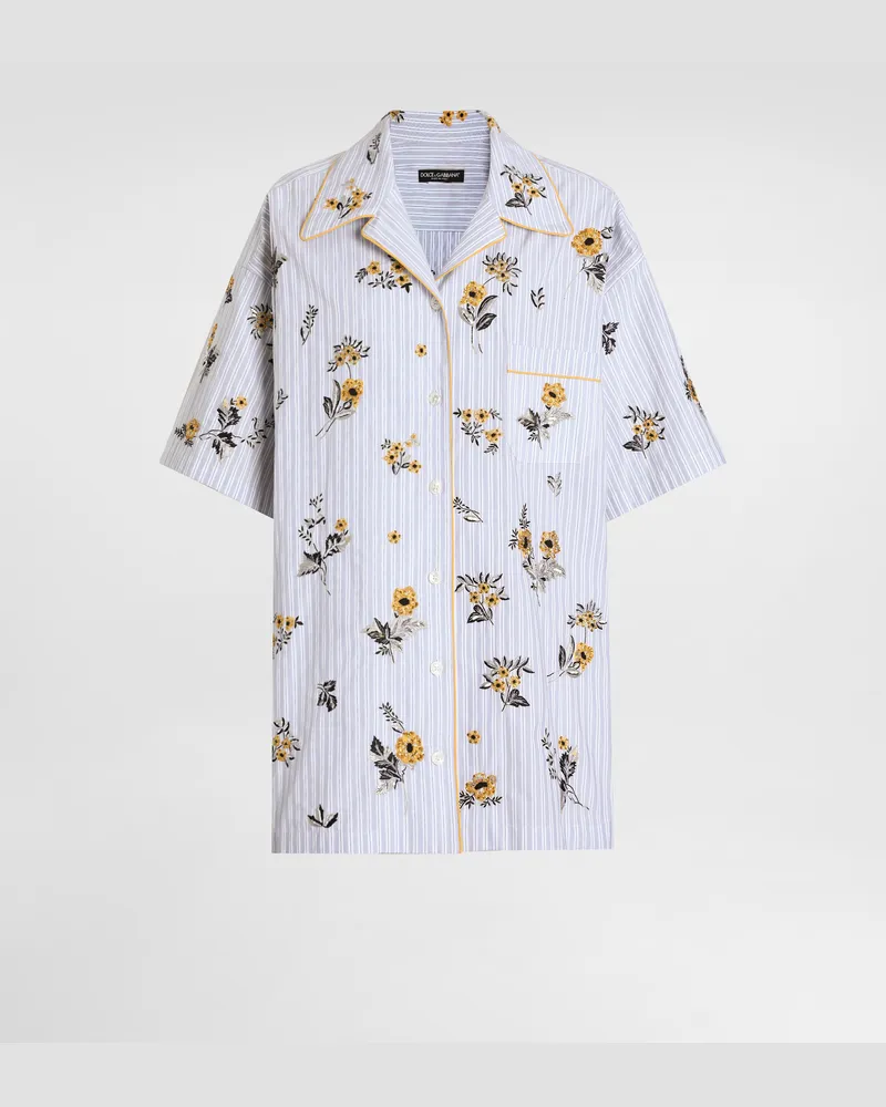 Dolce & Gabbana Poplin Shirt With Floral Embroidery - Frau Blusen Und Tops Mehrfarbig Multicolor