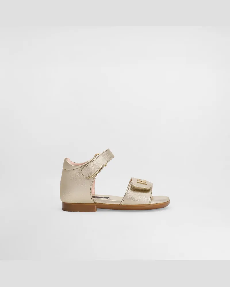 Dolce & Gabbana Laminated Nappa Leather Sandals - Frau Grey Leder Grey