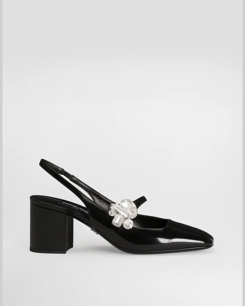 Dolce & Gabbana Polished Calfskin Slingback - Frau Pumps Und Slingbacks Schwarz Leder Black