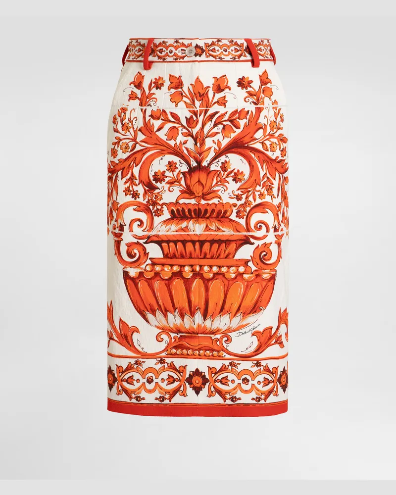 Dolce & Gabbana Midirock Aus Brokat Mit Majolika-print - Frau Röcke Mehrfarbig Mehrfarbig
