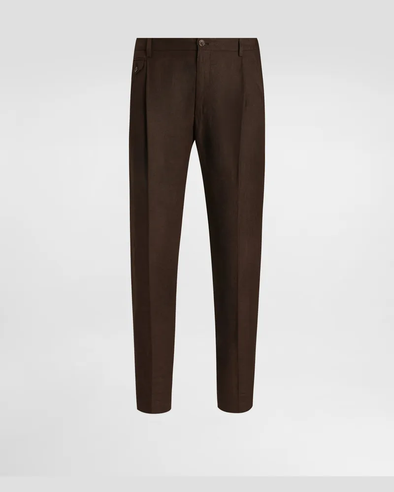 Dolce & Gabbana Linen Trousers - Mann Hosen Und Shorts Braun Leinen Brown
