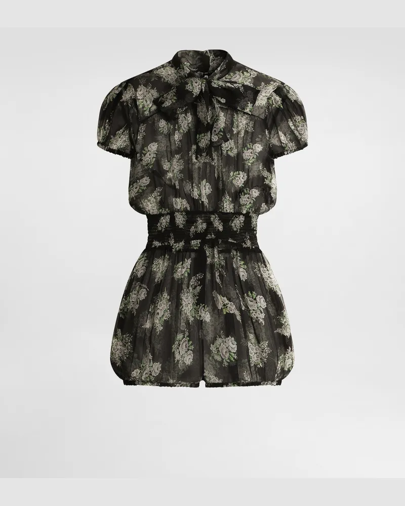Dolce & Gabbana Small Flower Bouquet-print Chiffon Jumpsuit - Frau Kleider Multicolor Multicolor