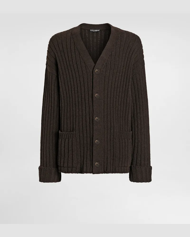 Dolce & Gabbana Cotton-blend Cardigan - Mann Strickwaren Brown Brown