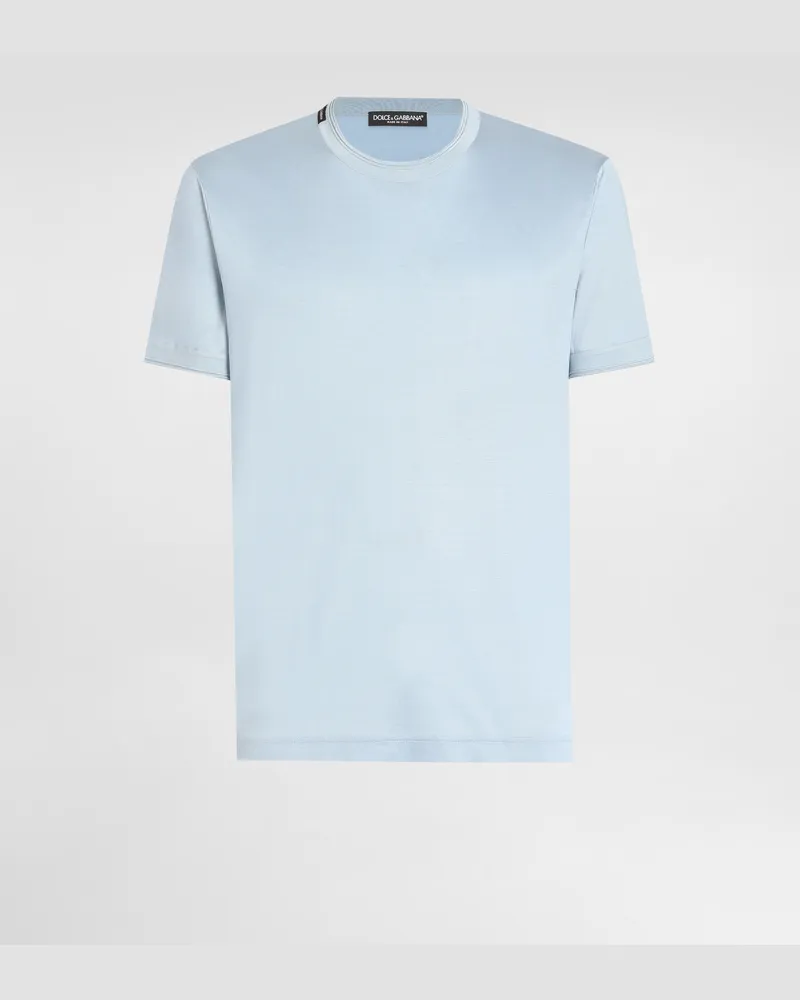 Dolce & Gabbana Short-sleeved Silk T-shirt - Mann T-shirts Und Polos Hellblau Azure