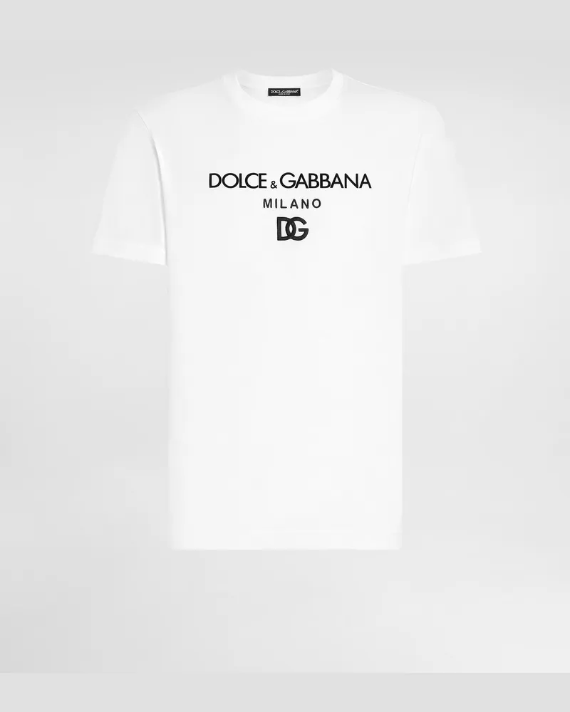 Dolce & Gabbana T-shirt Aus Baumwolle Mit Dg-stickerei - Mann T-shirts Und Polos Wei� Baumwolle Weiss