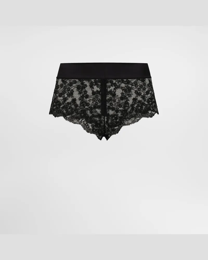 Dolce & Gabbana Panty Aus Spitze Mit Bund Aus Satin - Frau Unterwäsche Schwarz Black