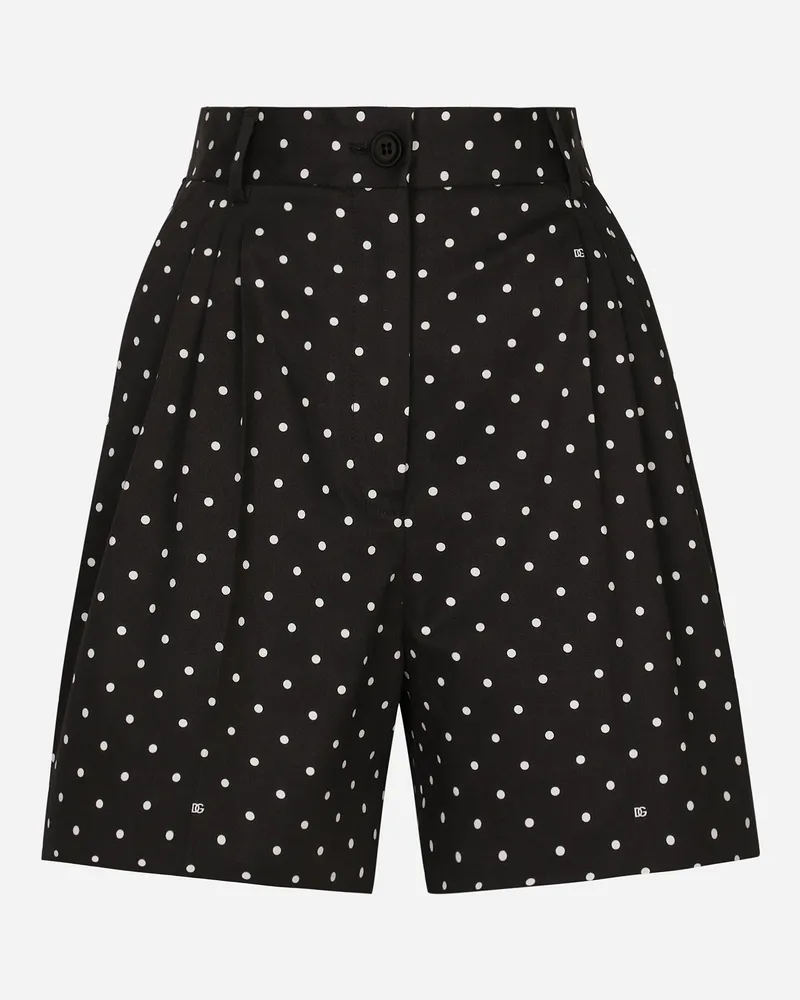Dolce & Gabbana Shorts Aus Baumwolle Punkteprint - Frau Hosen Und Shorts Drucken Drucken