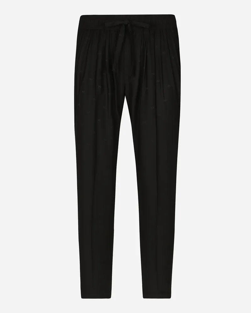 Dolce & Gabbana Jogginghose Aus Crêpe-de-chine-seide - Mann Hosen Und Shorts Schwarz Schwarz