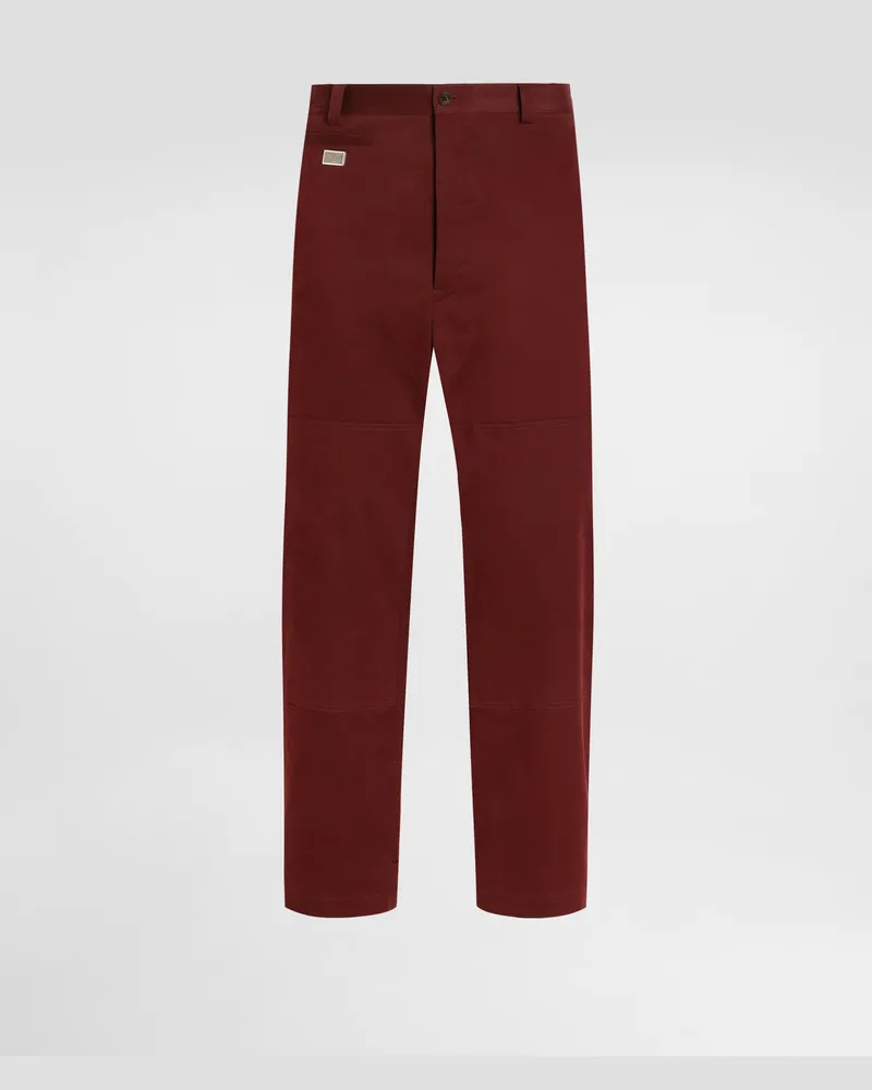 Dolce & Gabbana Cargohose Aus Baumwolle Mit Plakette - Mann Hosen Und Shorts Bordeaux Burgunderrot