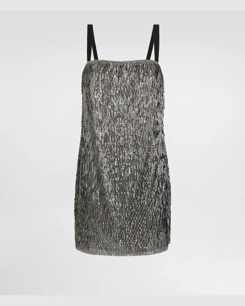 Dolce & Gabbana Dress With Embroidered Sequins - Frau Kleider Silber Silver