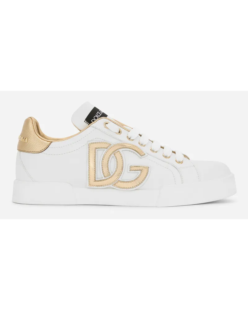 Dolce & Gabbana Sneaker Portofino aus Kalbsleder mit DG-Logo Weiss