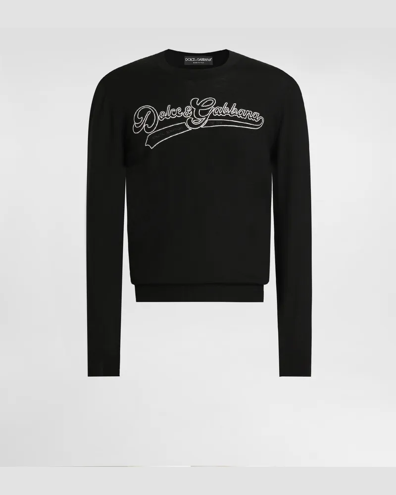 Dolce & Gabbana Virgin Wool Pullover With Embroidery - Mann Strickwaren Schwarz Black