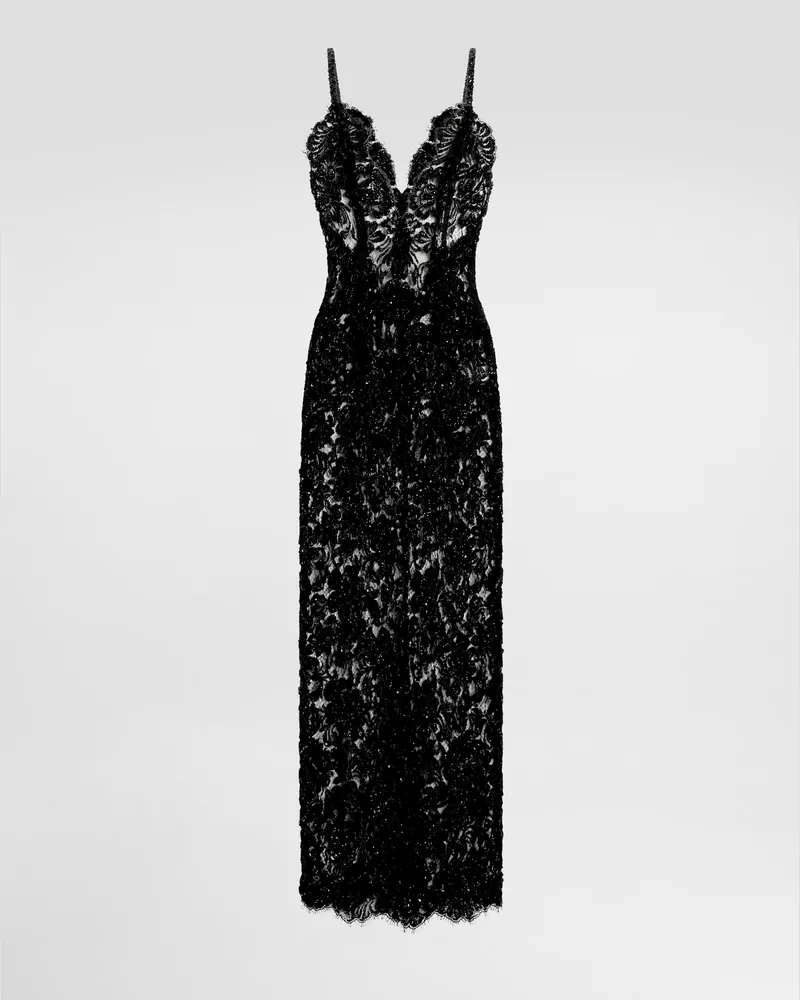 Dolce & Gabbana Kleid Aus Spitze - Frau Collection Mehrfarbig Mehrfarbig