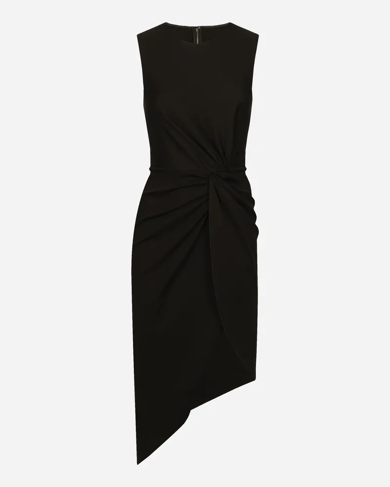Dolce & Gabbana Longuette-jerseykleid Aus Milano Ripp Mit Drapierung - Frau Kleider Schwarz Viskose Schwarz